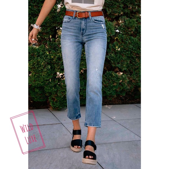 Flying Monkey Denim - CLEARANCE Savannah High Rise Distress Straight Jeans